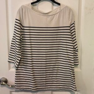 Black and White Stripe Boat Neck Top